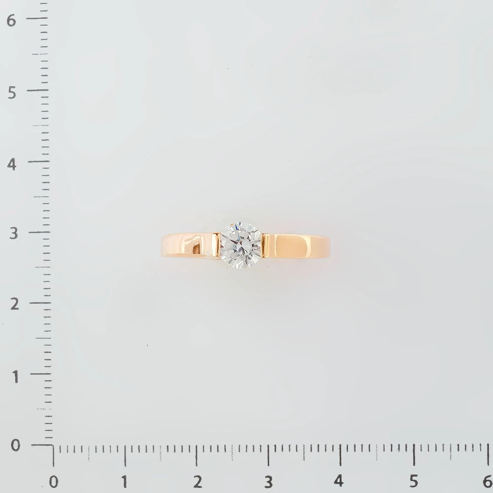 Кольцо с фианитом из красного золота 585 пробы