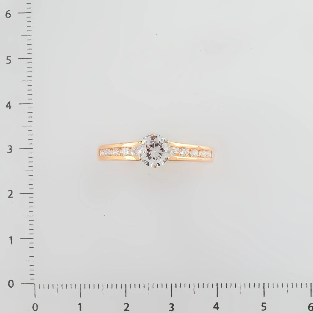 Кольцо с фианитом из красного золота 585 пробы