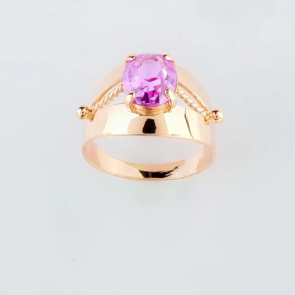 Кольцо с фианитом из красного золота 583 пробы