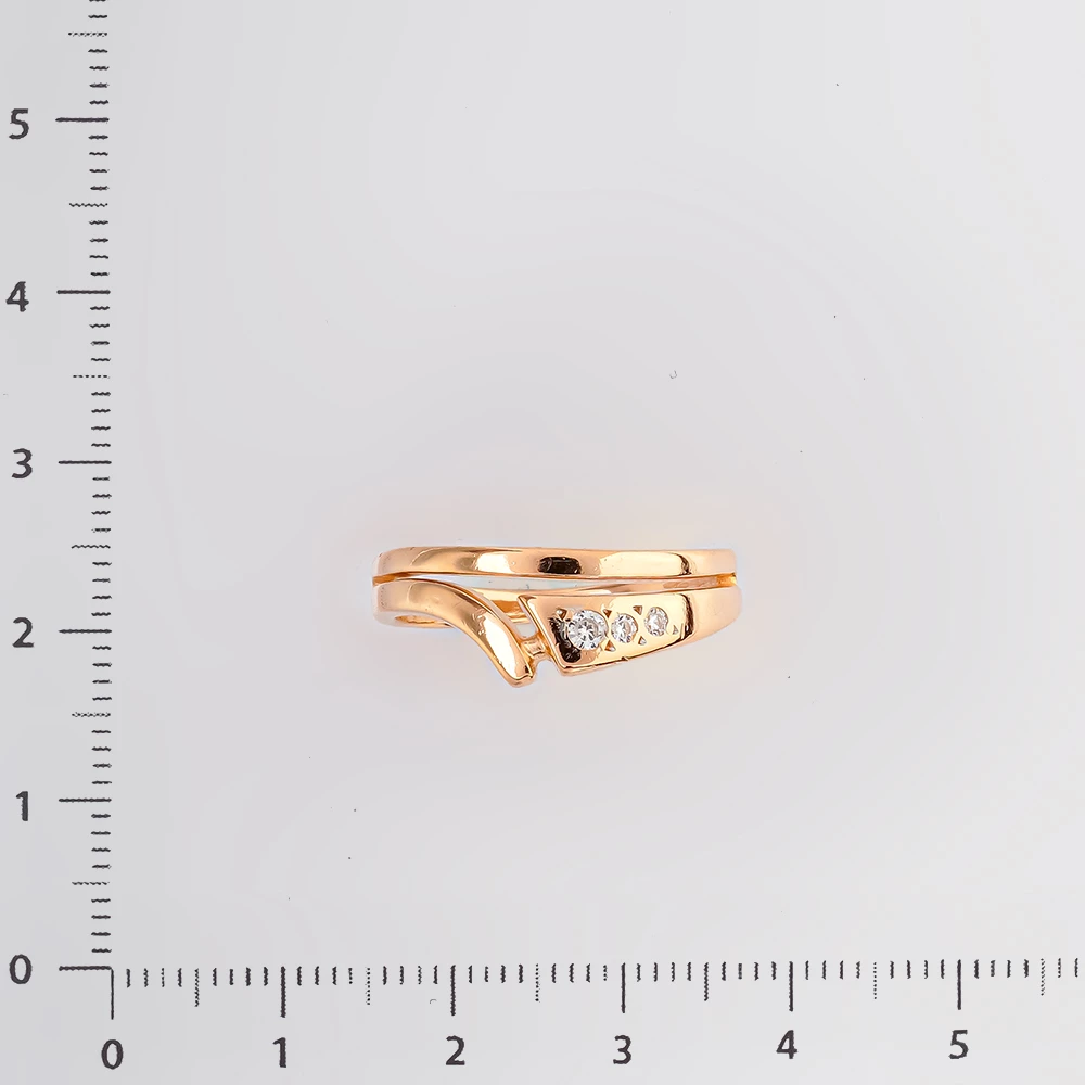 Кольцо с фианитом из красного золота 585 пробы