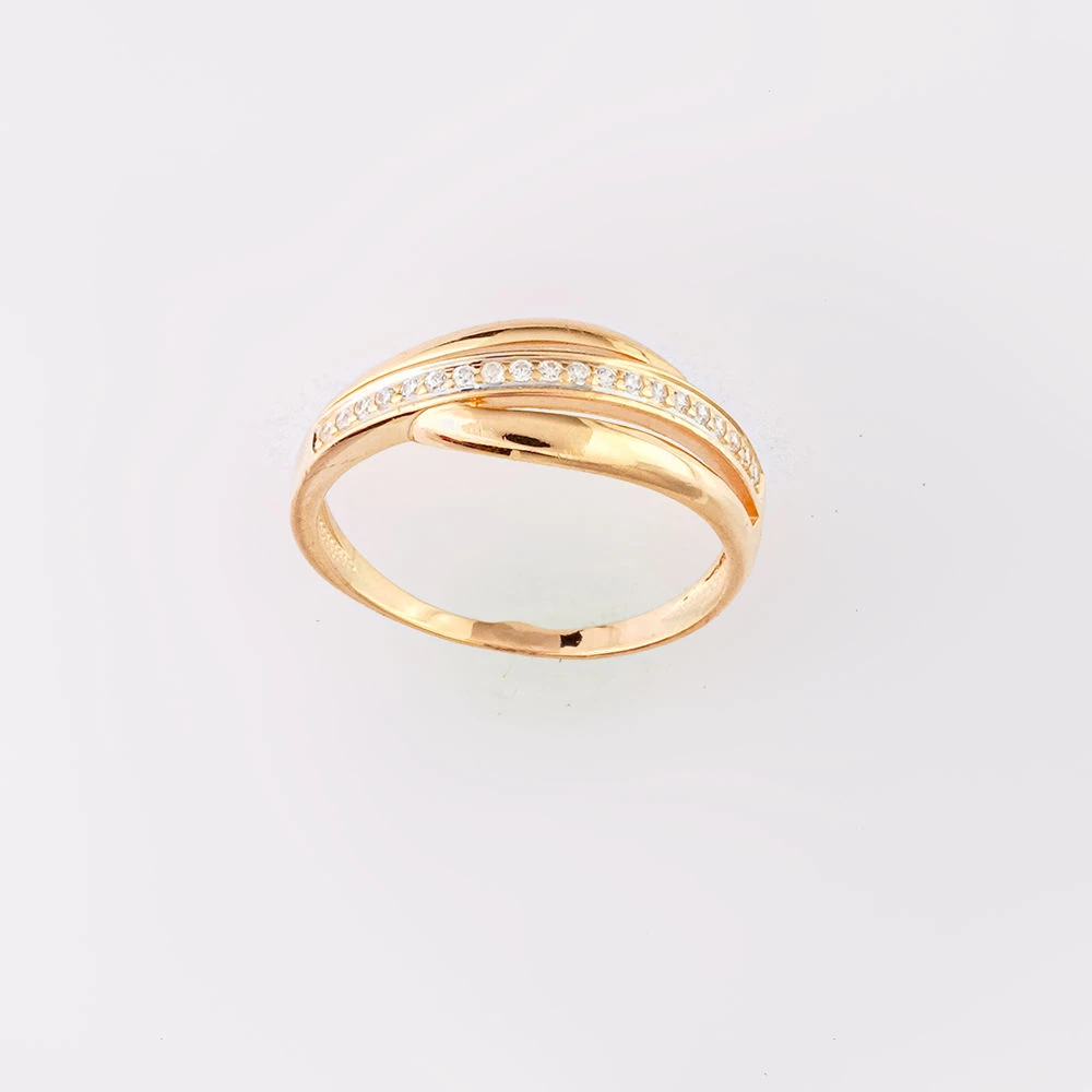 Кольцо с фианитом из красного золота 585 пробы