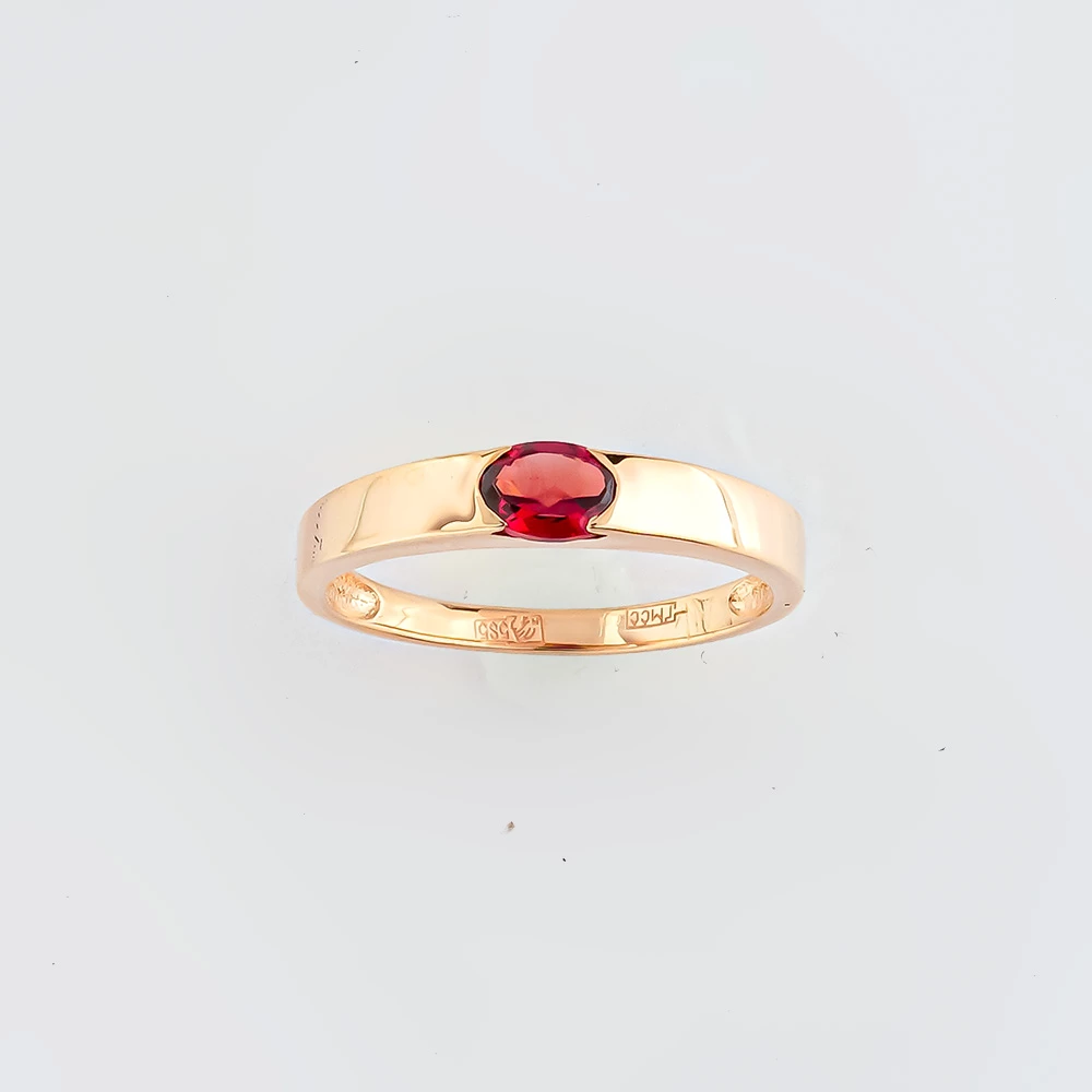 Кольцо с гранатом из красного золота 585 пробы