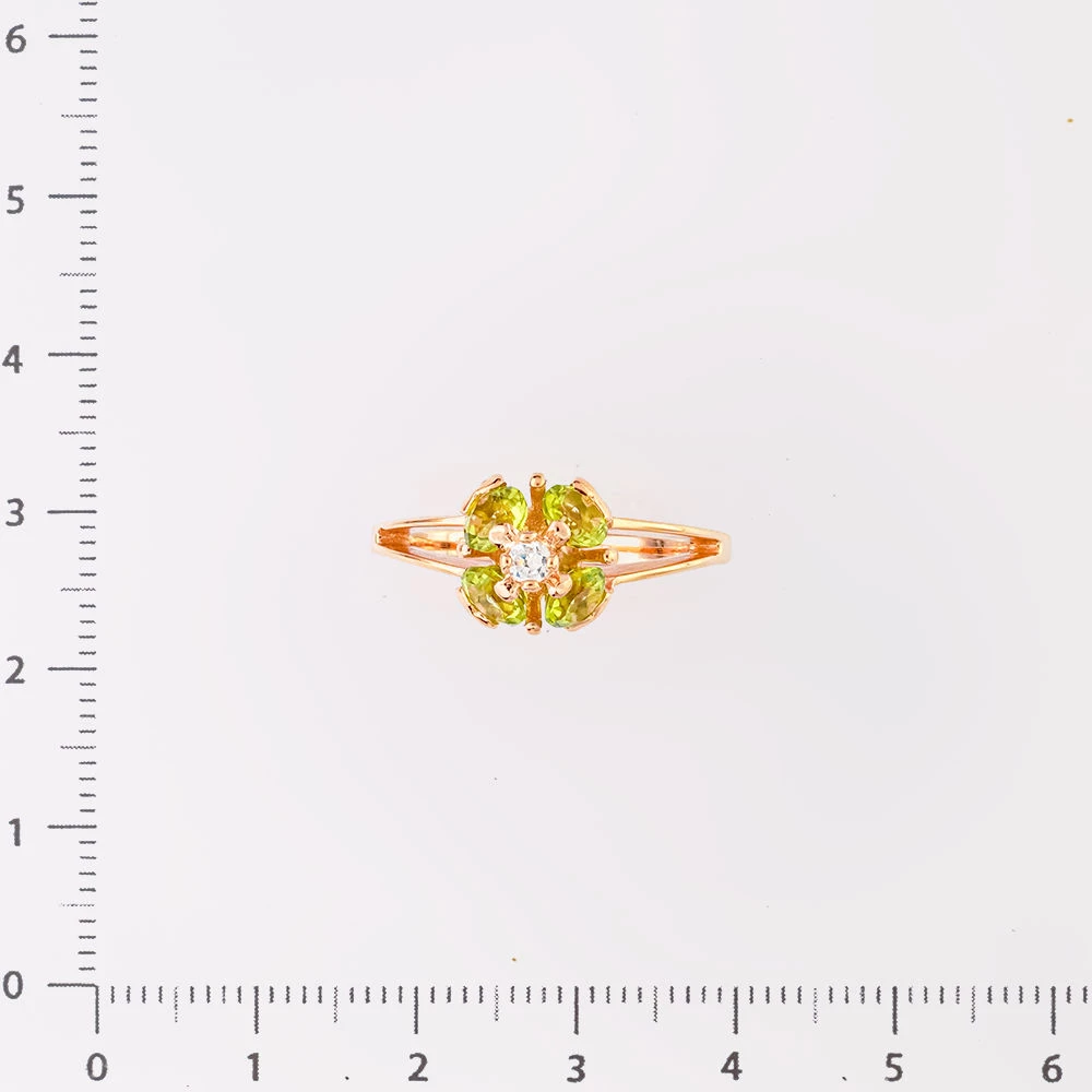 Кольцо с хризолитом из красного золота 585 пробы