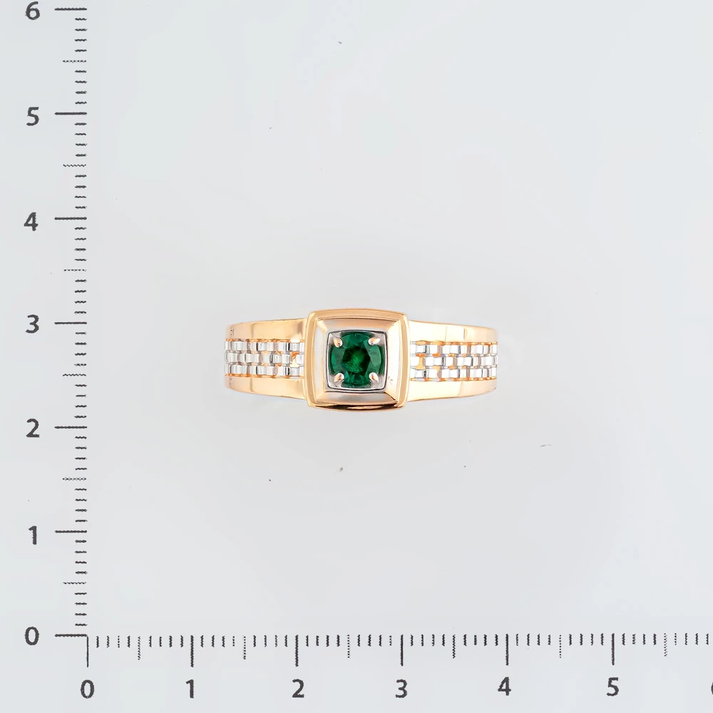 Кольцо с изумрудом синтетическим из красного золота 585 пробы