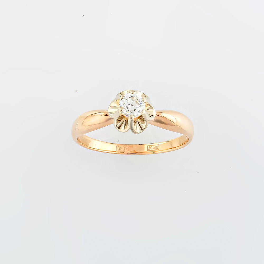 Кольцо с бриллиантом из красного золота 585 пробы