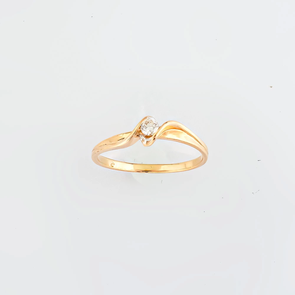 Кольцо с бриллиантом из красного золота 585 пробы