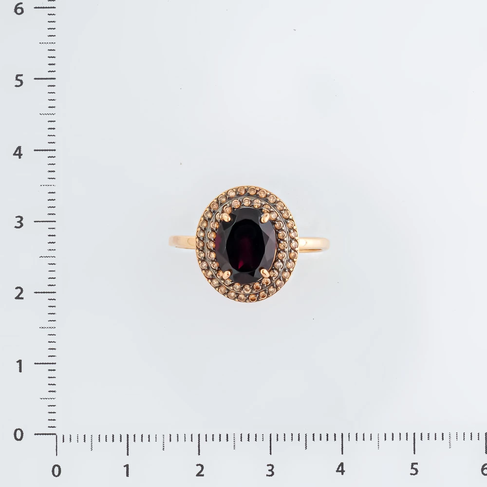 Кольцо с гранатом из красного золота 585 пробы