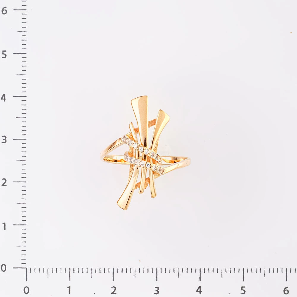 Кольцо с фианитом из красного золота 585 пробы