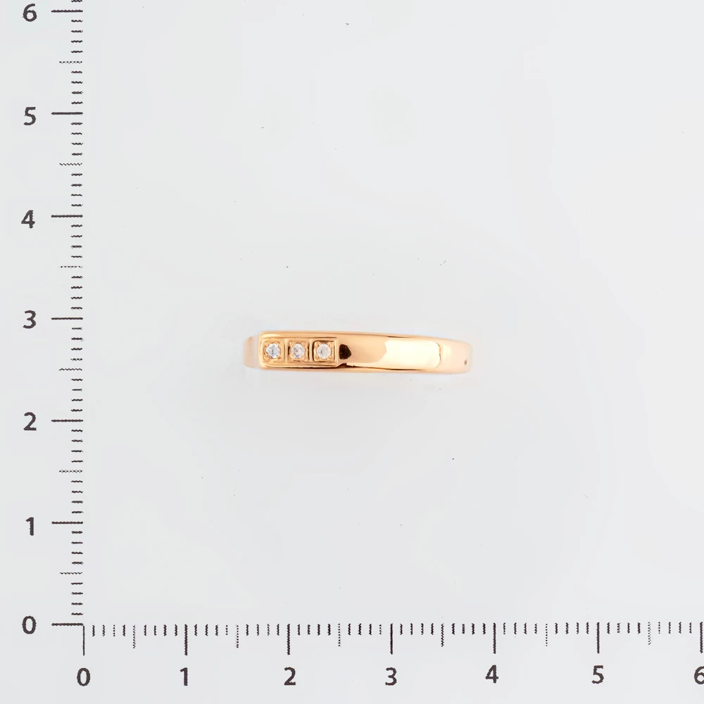 Кольцо с фианитом из красного золота 585 пробы