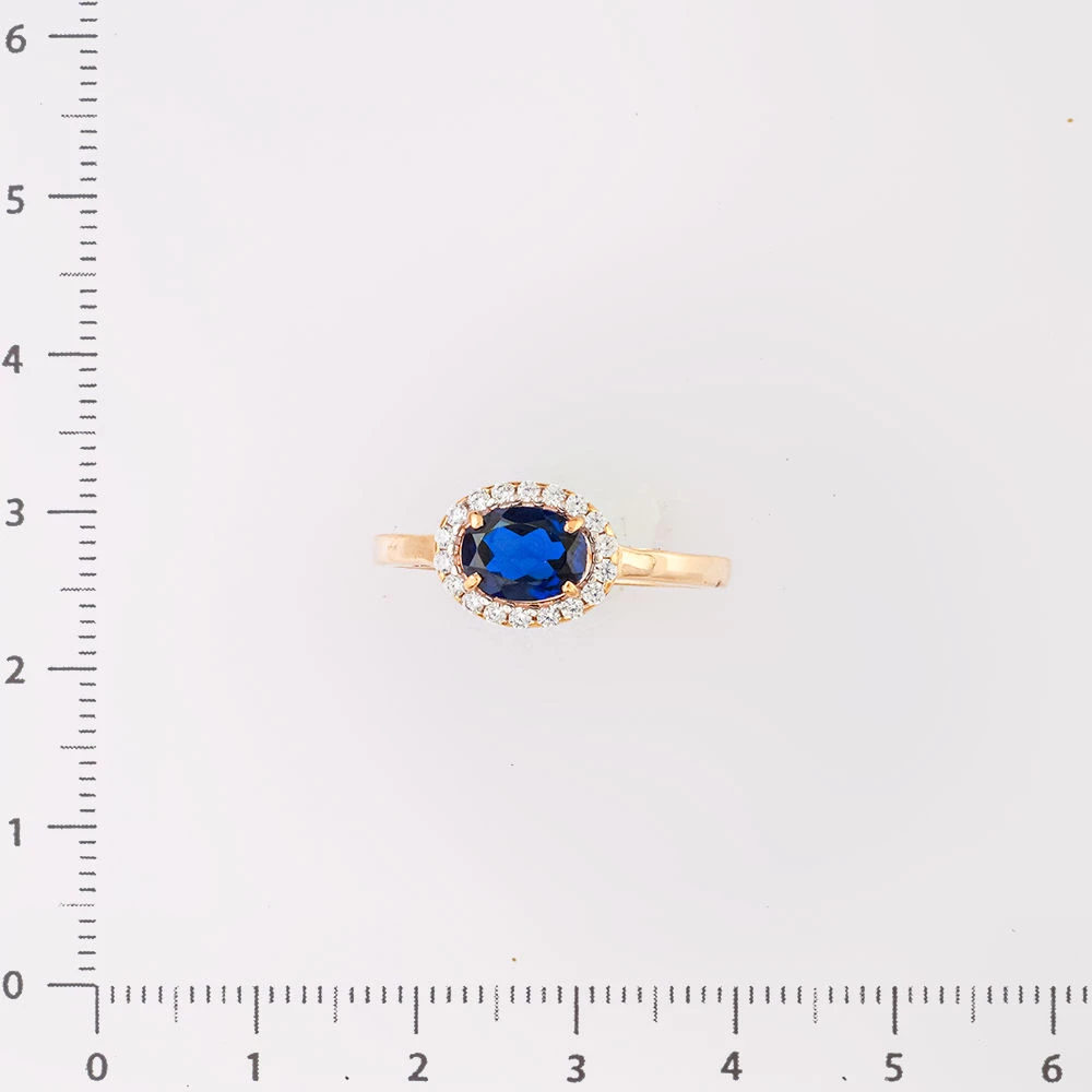 Кольцо с сапфиром синтетическим из красного золота 585 пробы