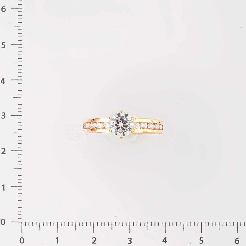 Кольцо с фианитом из красного золота 585 пробы