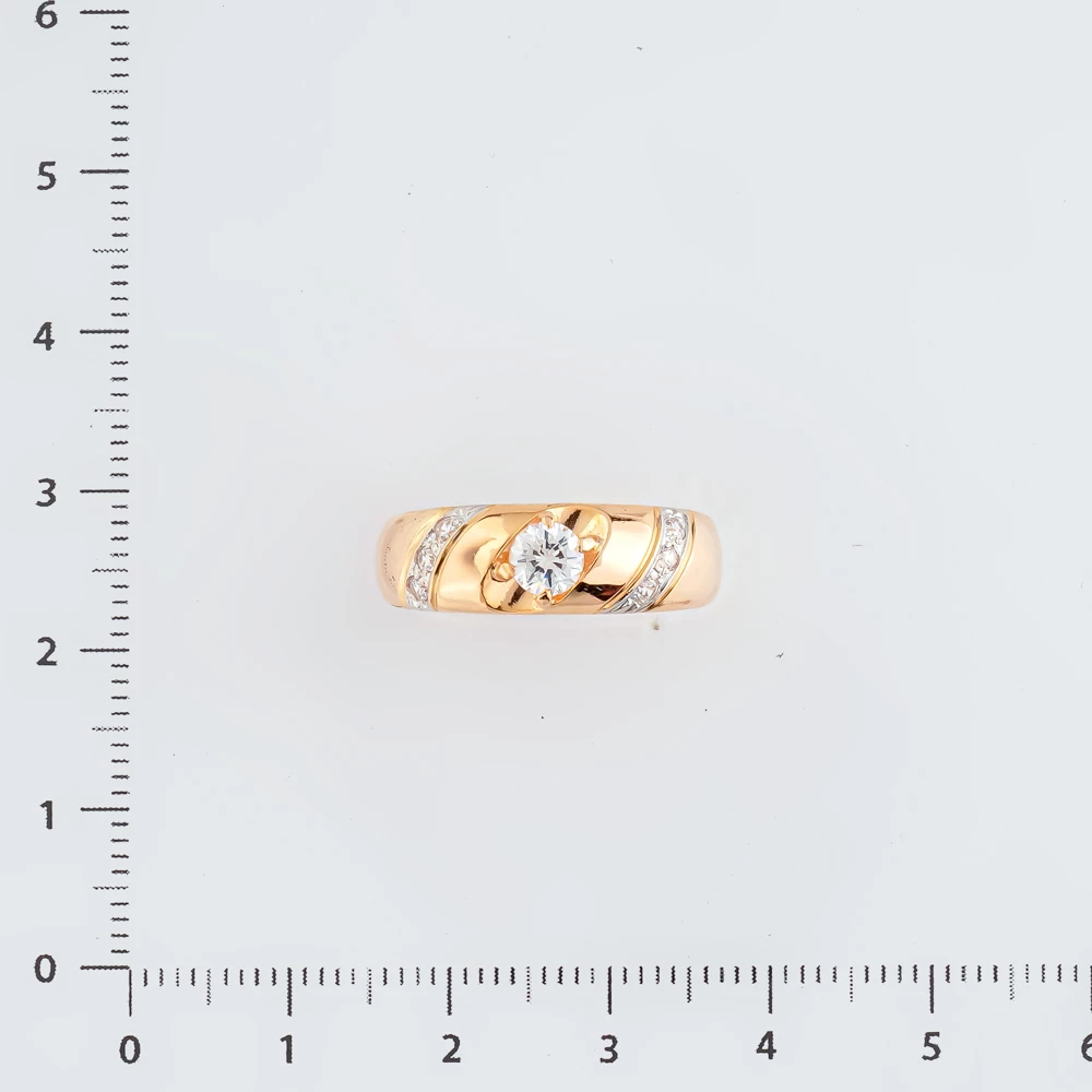 Кольцо с фианитом из красного золота 585 пробы