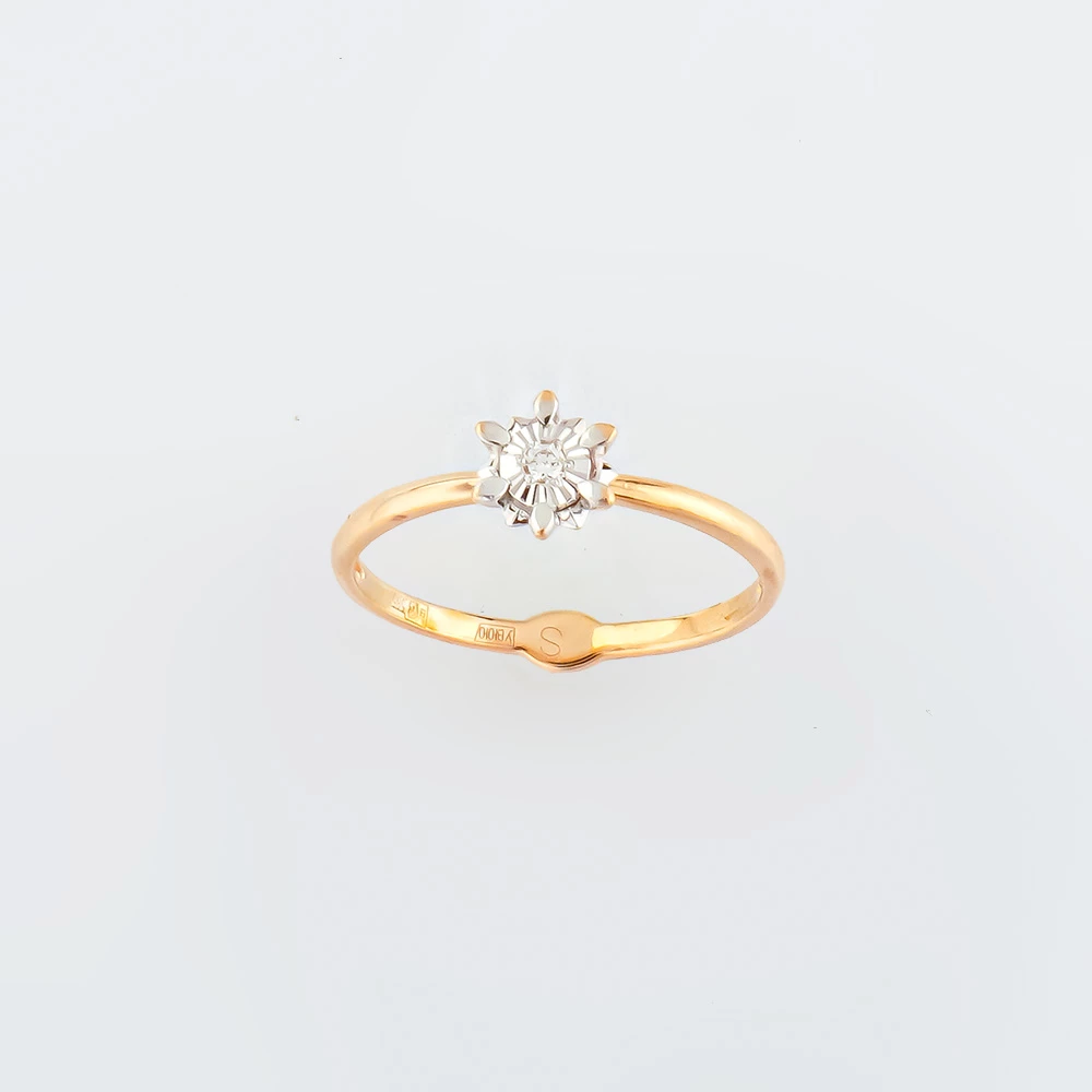 Кольцо с бриллиантом из красного золота 585 пробы