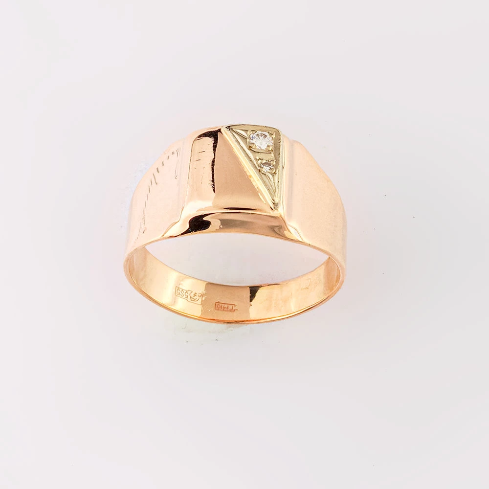 Кольцо с бриллиантом из красного золота 585 пробы