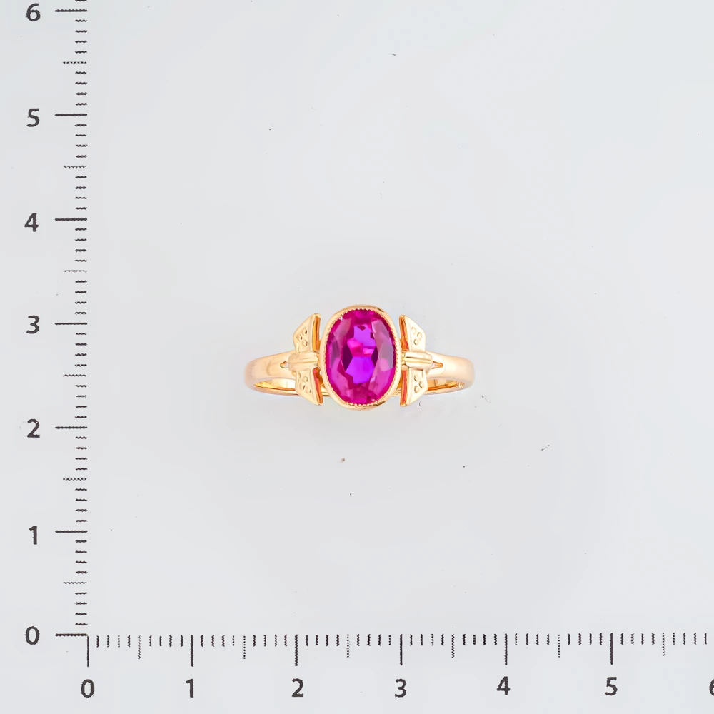 Кольцо с фианитом из красного золота 583 пробы