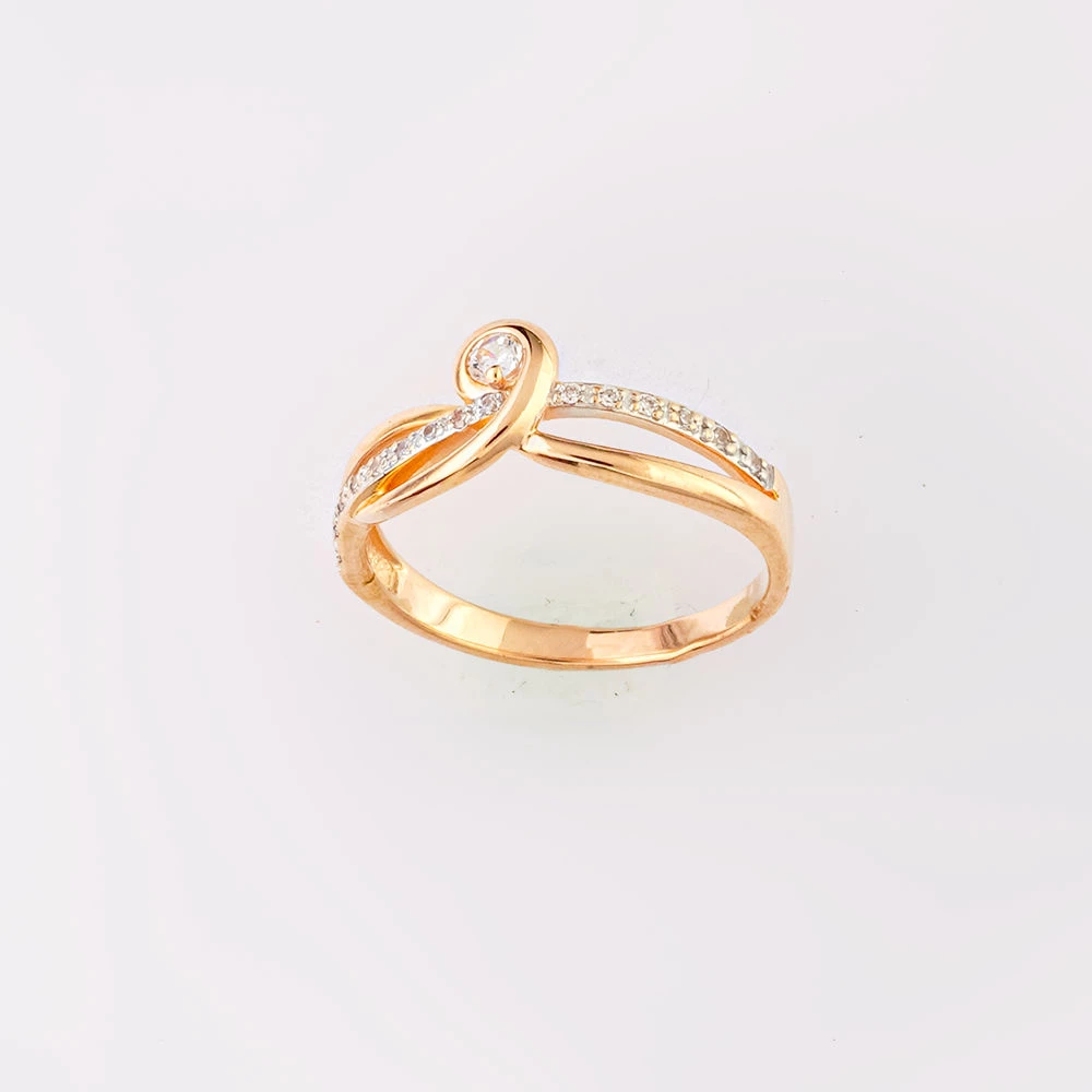 Кольцо с фианитом из красного золота 585 пробы