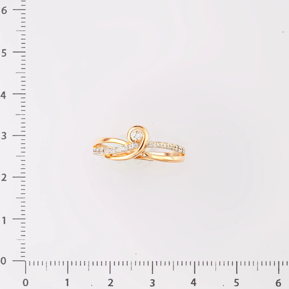 Кольцо с фианитом из красного золота 585 пробы