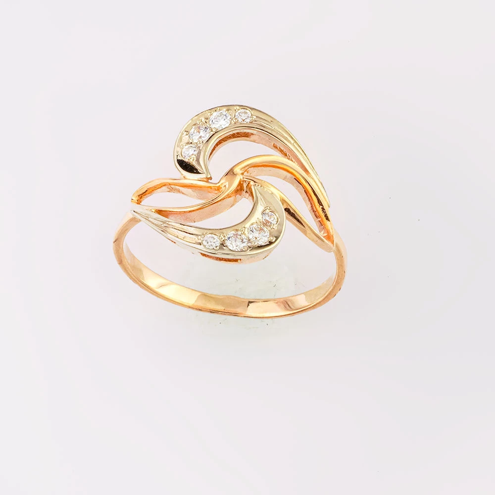 Кольцо с фианитом из красного золота 585 пробы