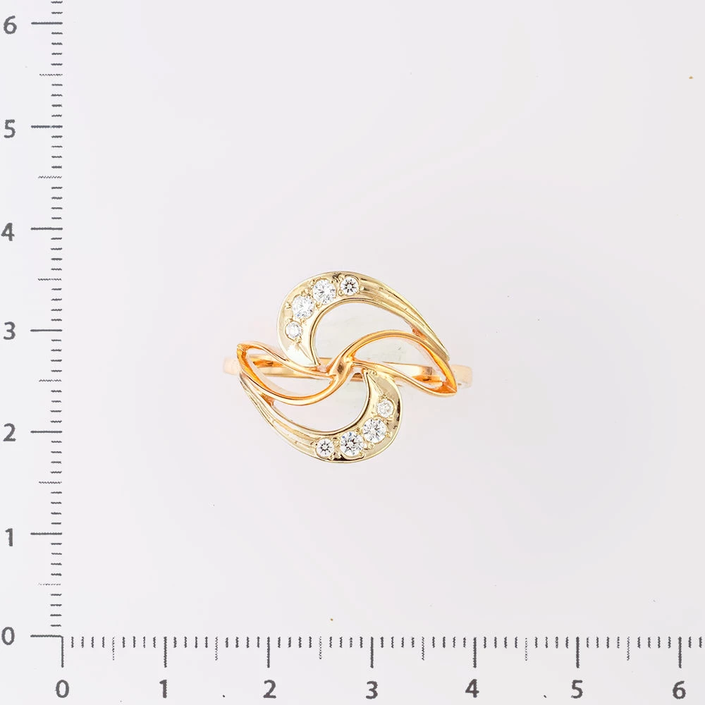 Кольцо с фианитом из красного золота 585 пробы