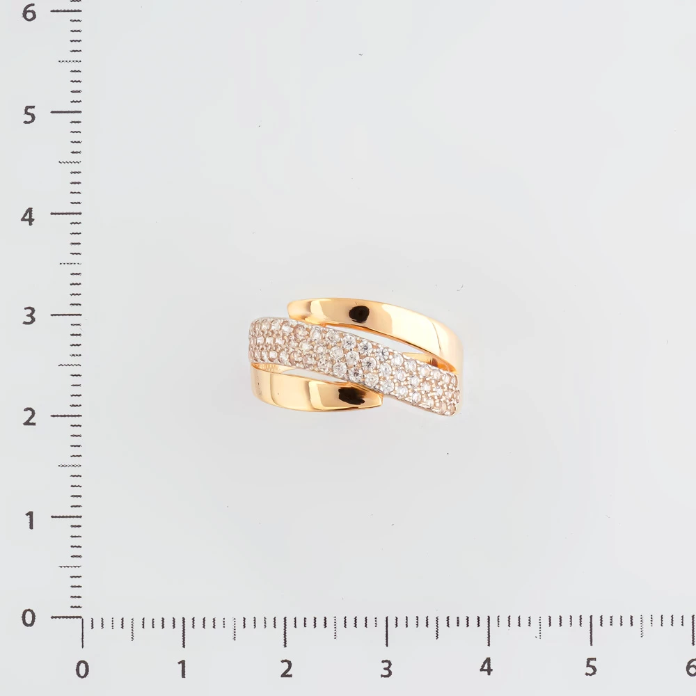 Кольцо с фианитом из красного золота 585 пробы