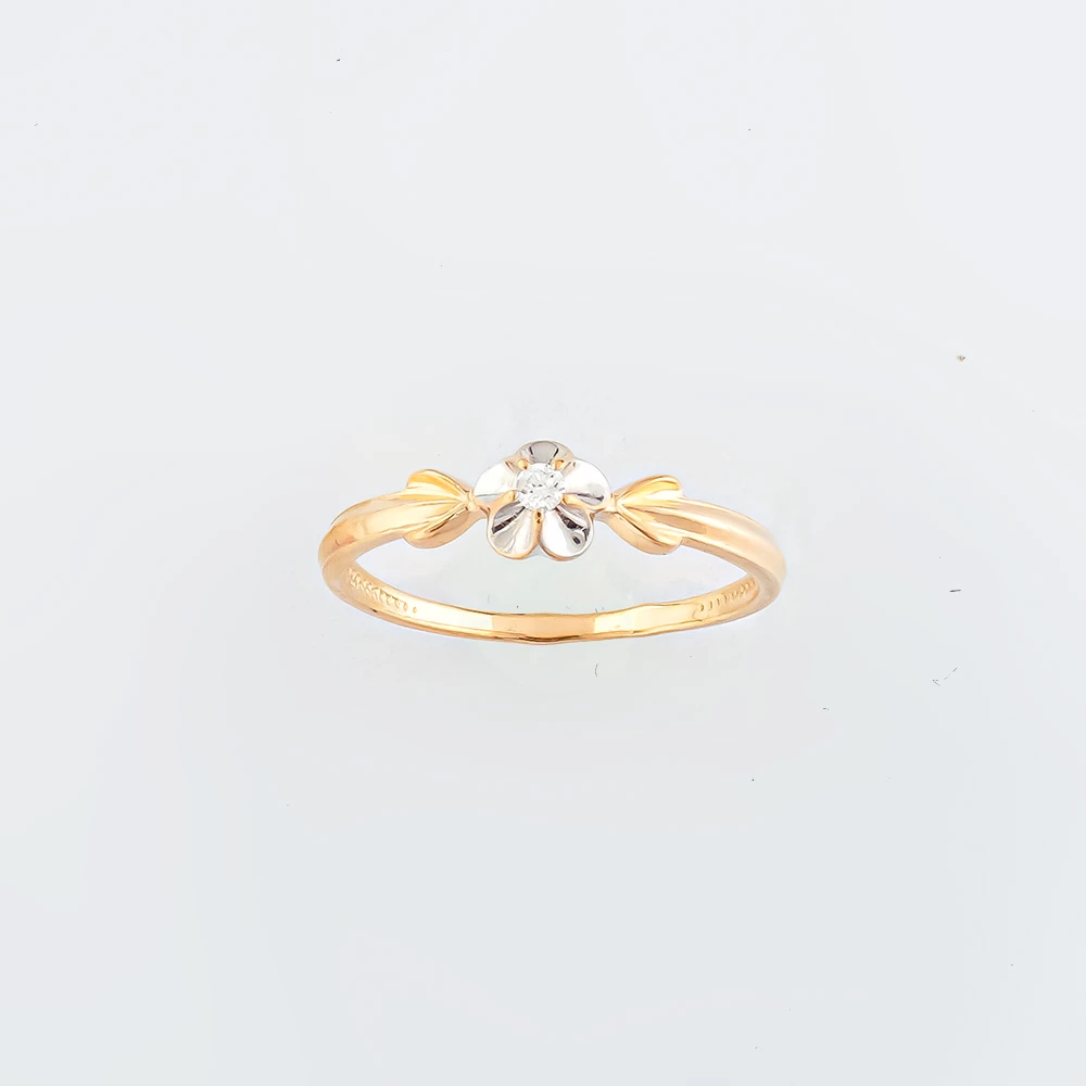 Кольцо с бриллиантом из красного золота 585 пробы