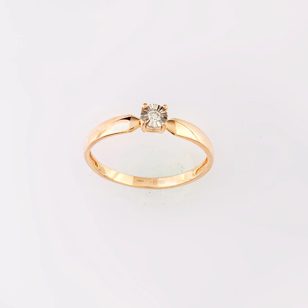 Кольцо с бриллиантом из красного золота 585 пробы