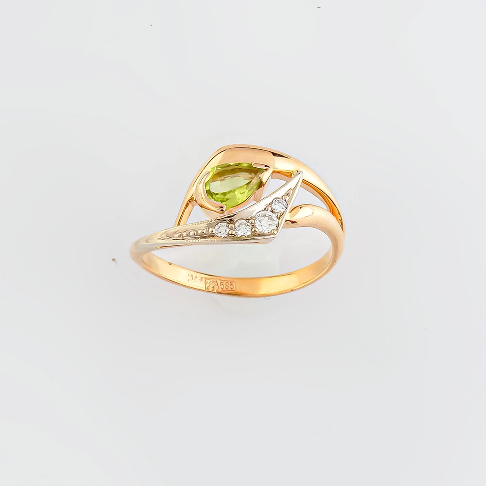 Кольцо с хризолитом из красного золота 585 пробы