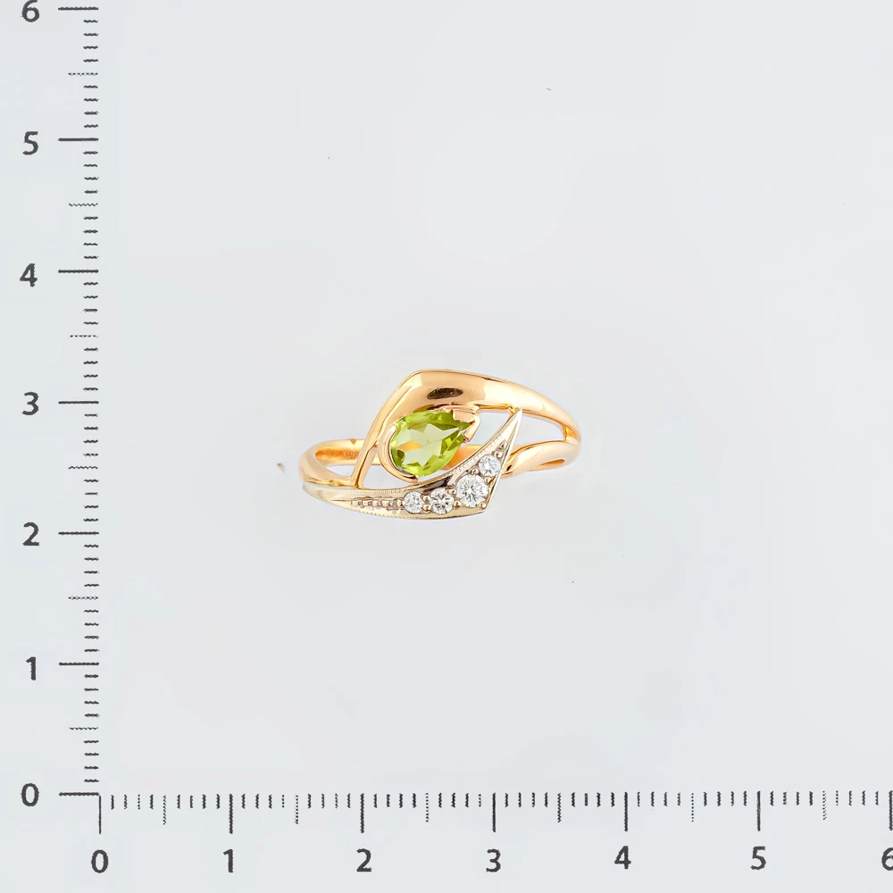 Кольцо с хризолитом из красного золота 585 пробы