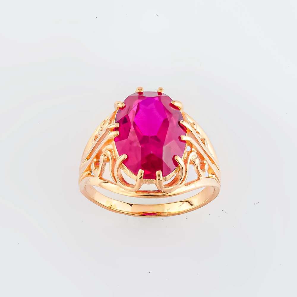 Кольцо с фианитом из красного золота 583 пробы