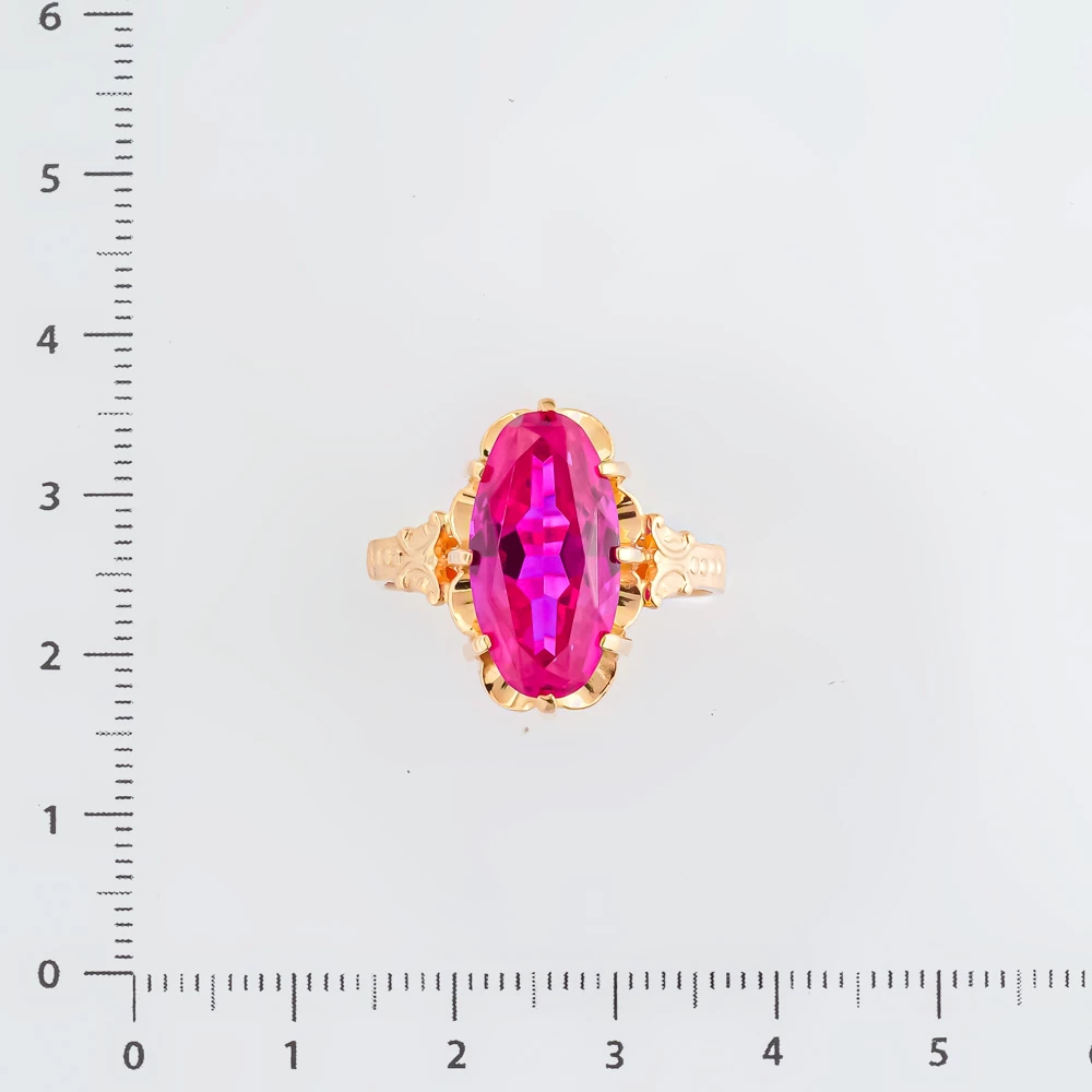 Кольцо с фианитом из красного золота 585 пробы