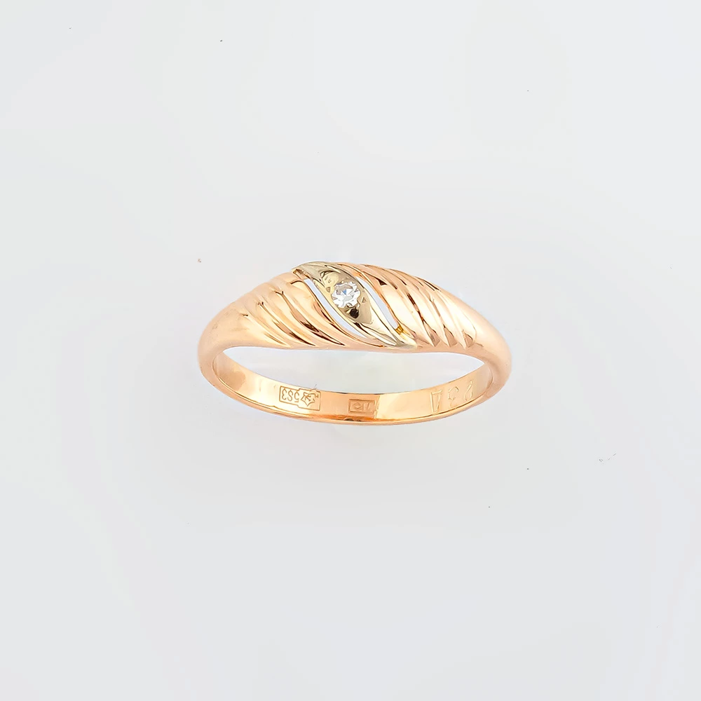 Кольцо с бриллиантом из красного золота 583 пробы