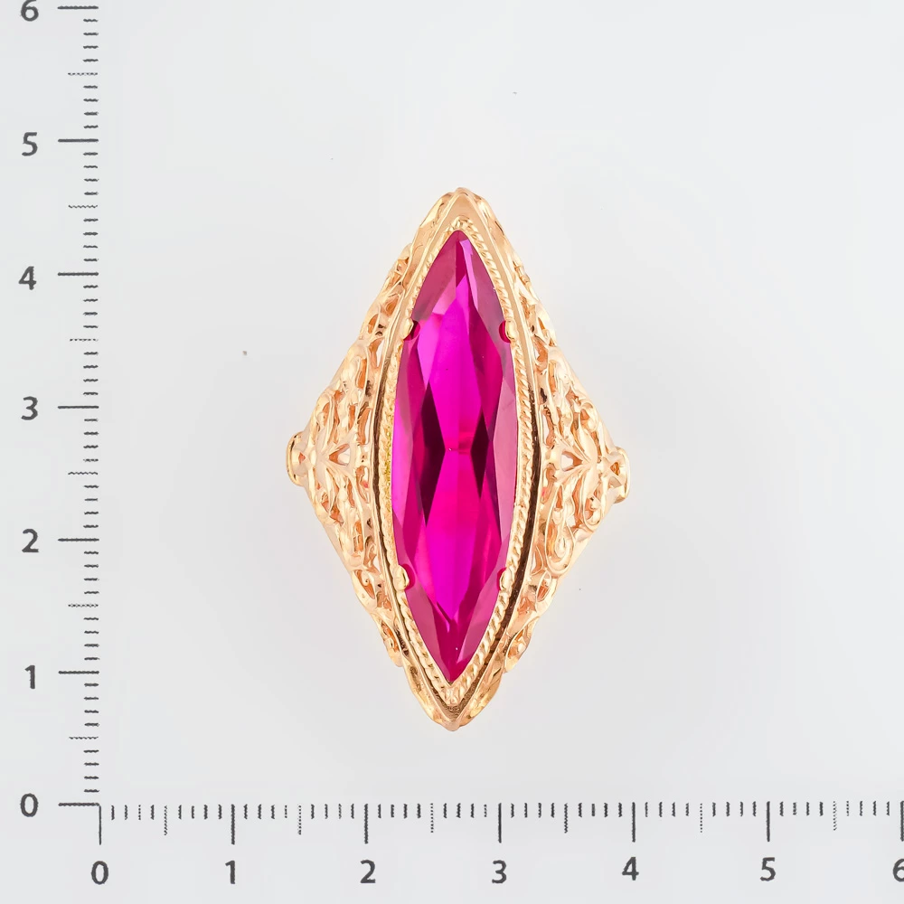 Кольцо с фианитом из красного золота 585 пробы