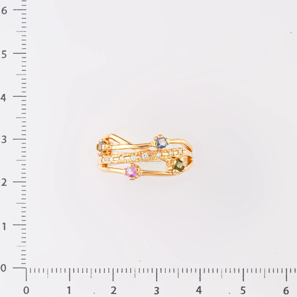 Кольцо с сапфиром цветным из красного золота 585 пробы