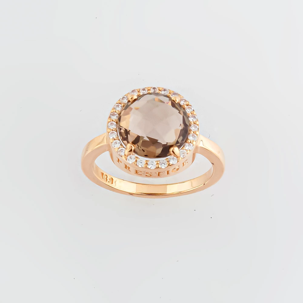 Кольцо с раух-топазом из красного золота 585 пробы