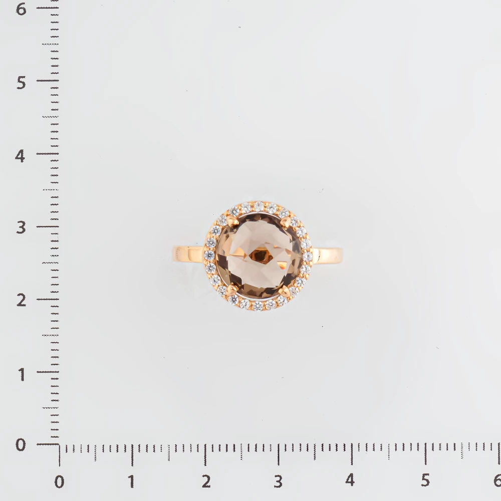 Кольцо с раух-топазом из красного золота 585 пробы