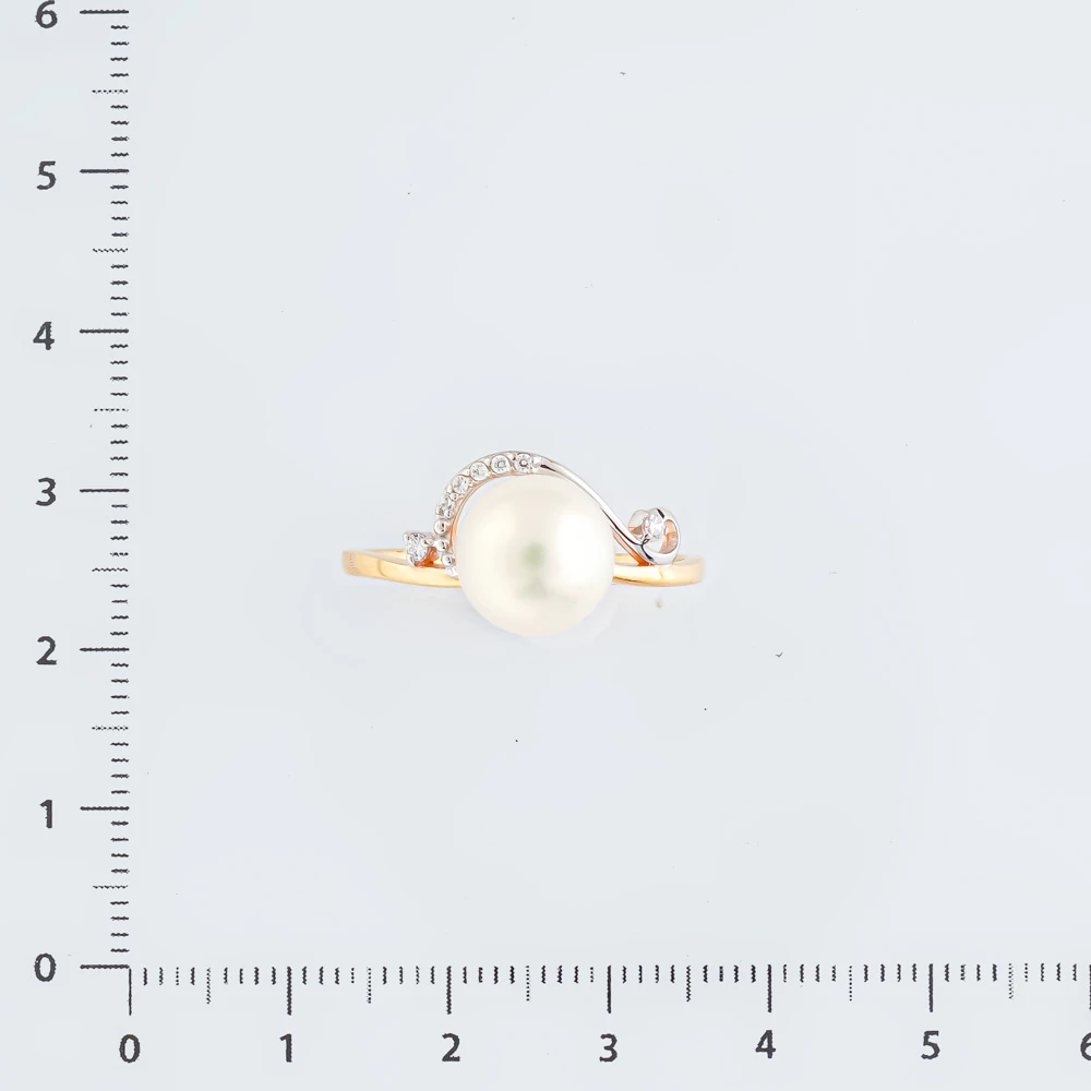 Кольцо с культивированным жемчугом из красного золота 585 пробы