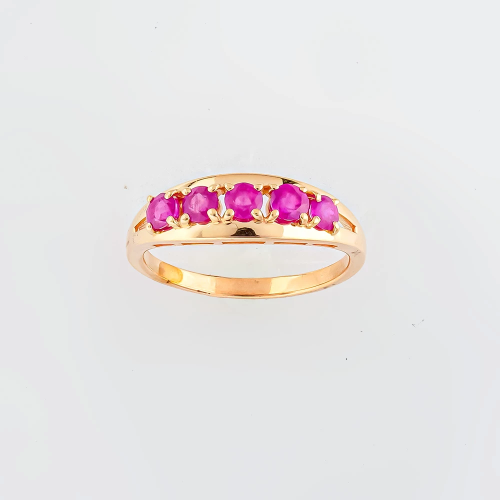 Кольцо с рубином из красного золота 585 пробы