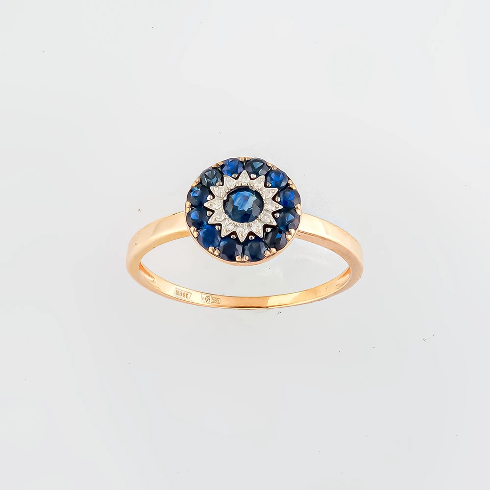 Кольцо с сапфиром из красного золота 585 пробы