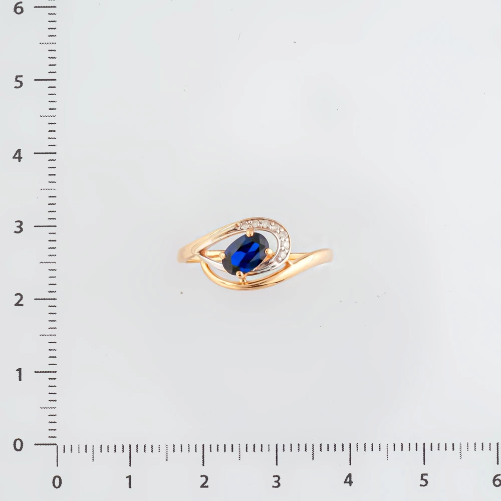 Кольцо с сапфиром синтетическим из красного золота 585 пробы