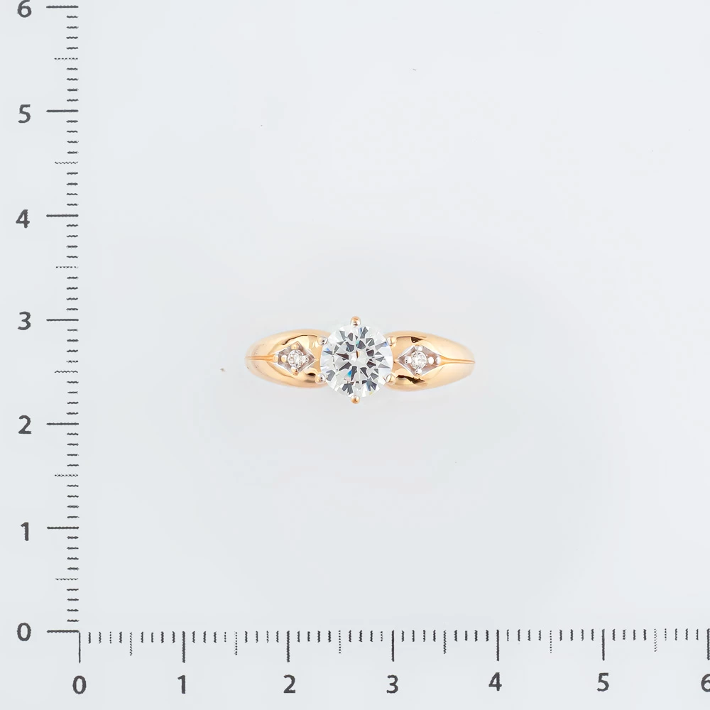 Кольцо с фианитом из красного золота 585 пробы