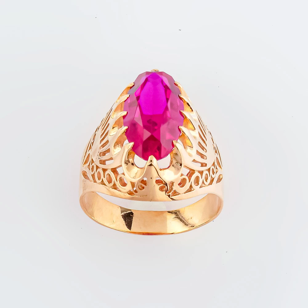 Кольцо с фианитом из красного золота 583 пробы