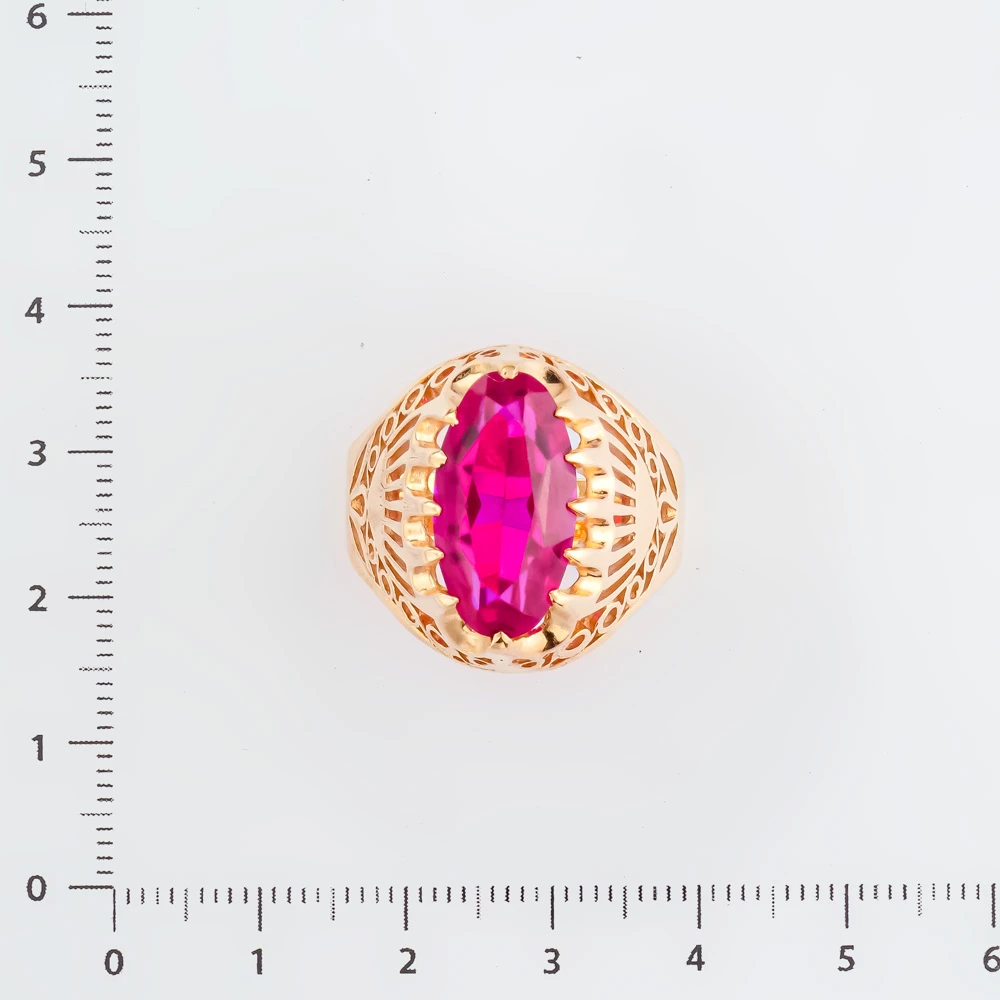 Кольцо с фианитом из красного золота 583 пробы