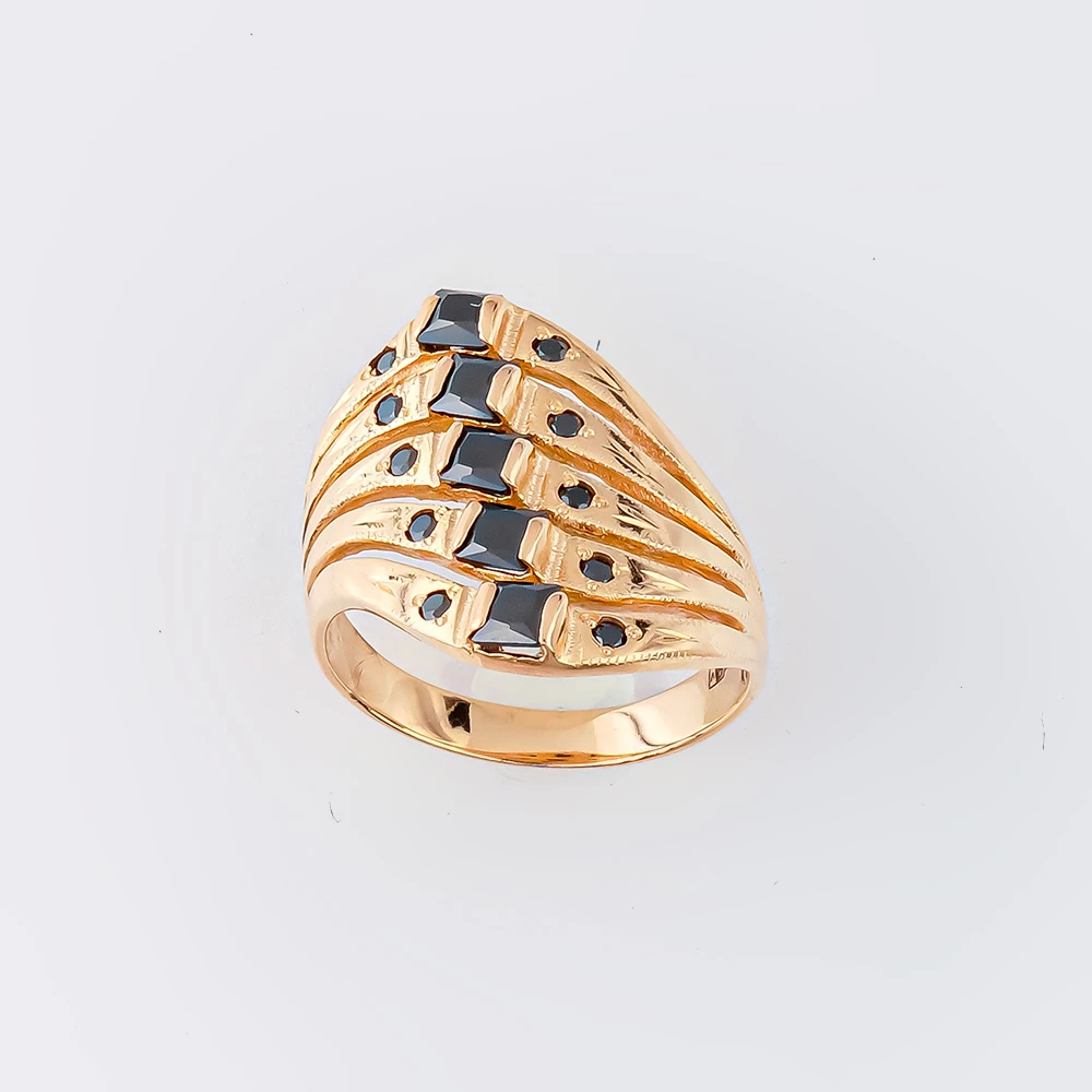 Кольцо с агатом из красного золота 585 пробы 1