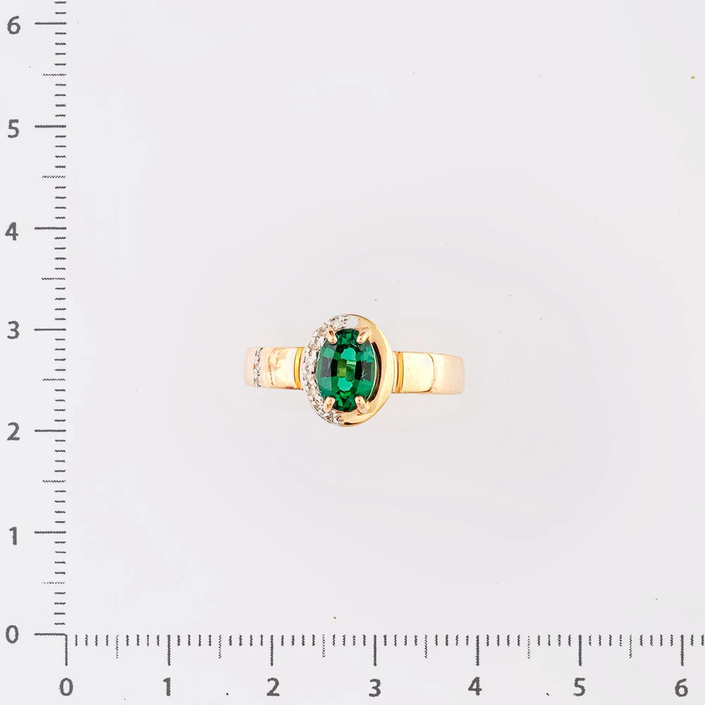 Кольцо с изумрудом синтетическим из красного золота 585 пробы