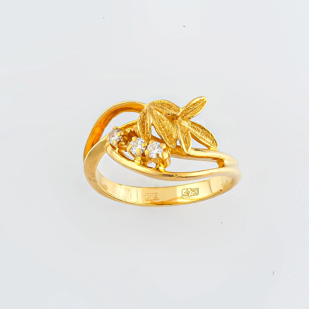 Кольцо с бриллиантом из желтого золота 750 пробы