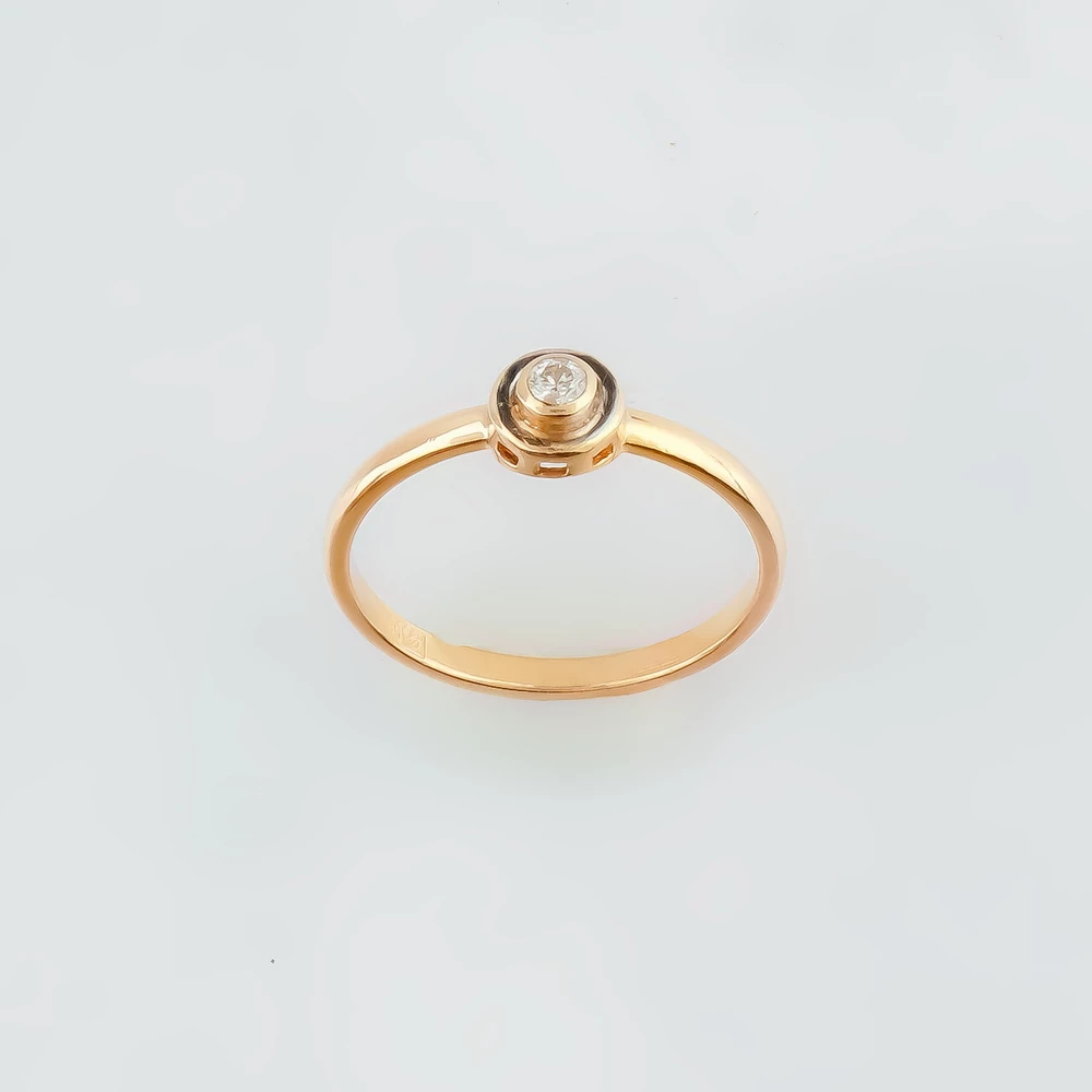 Кольцо с бриллиантом из красного золота 585 пробы