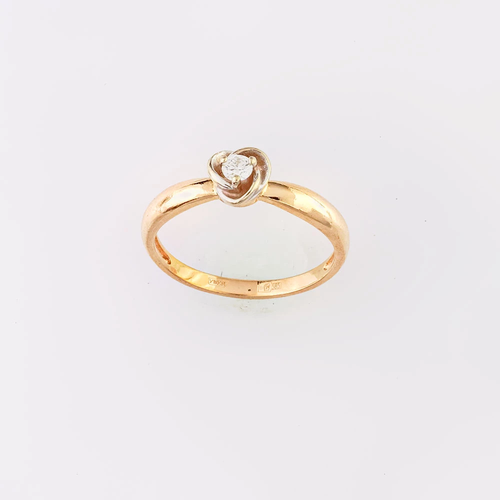 Кольцо с бриллиантом из красного золота 585 пробы