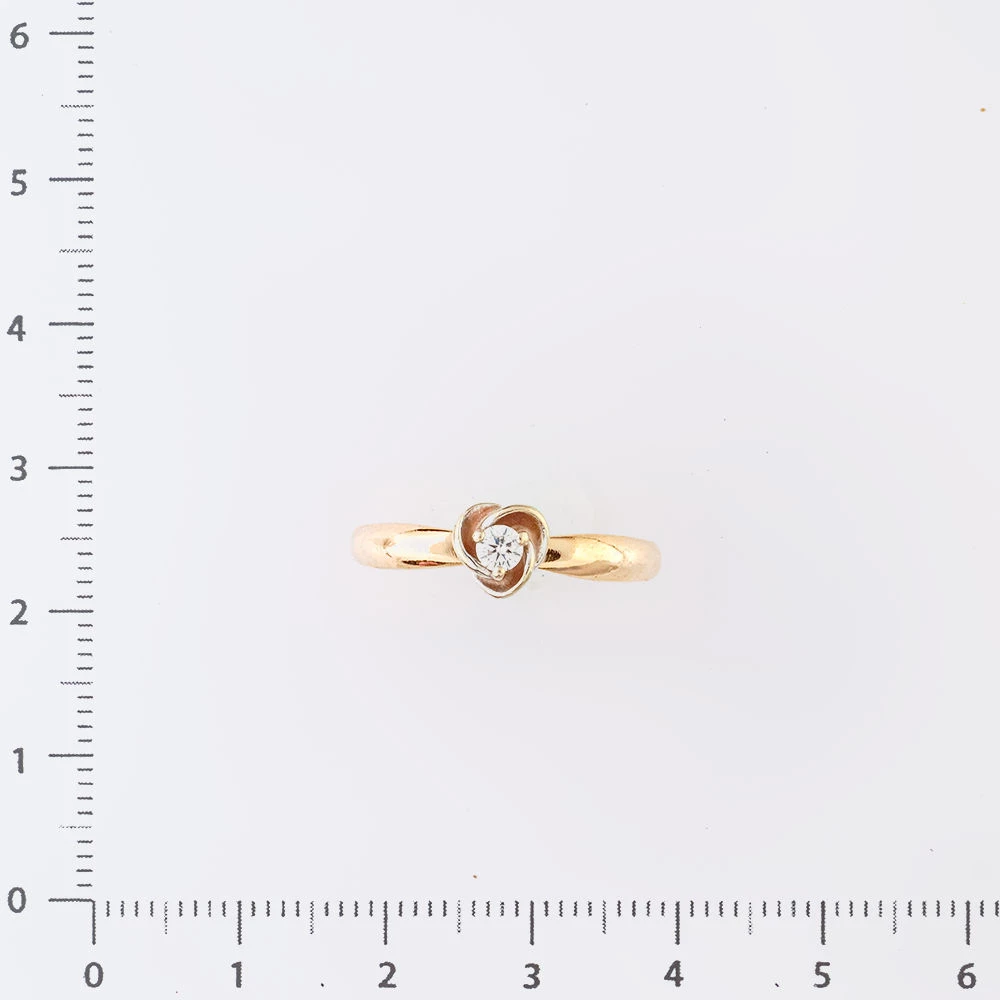 Кольцо с бриллиантом из красного золота 585 пробы