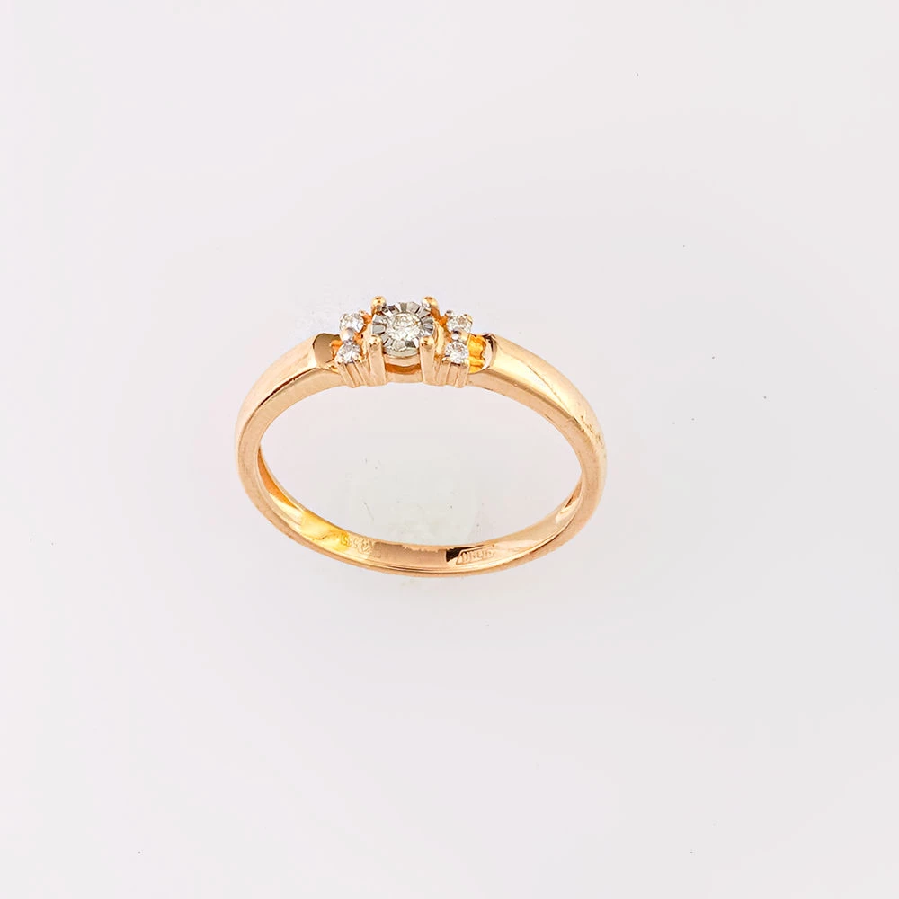 Кольцо с бриллиантом из красного золота 585 пробы