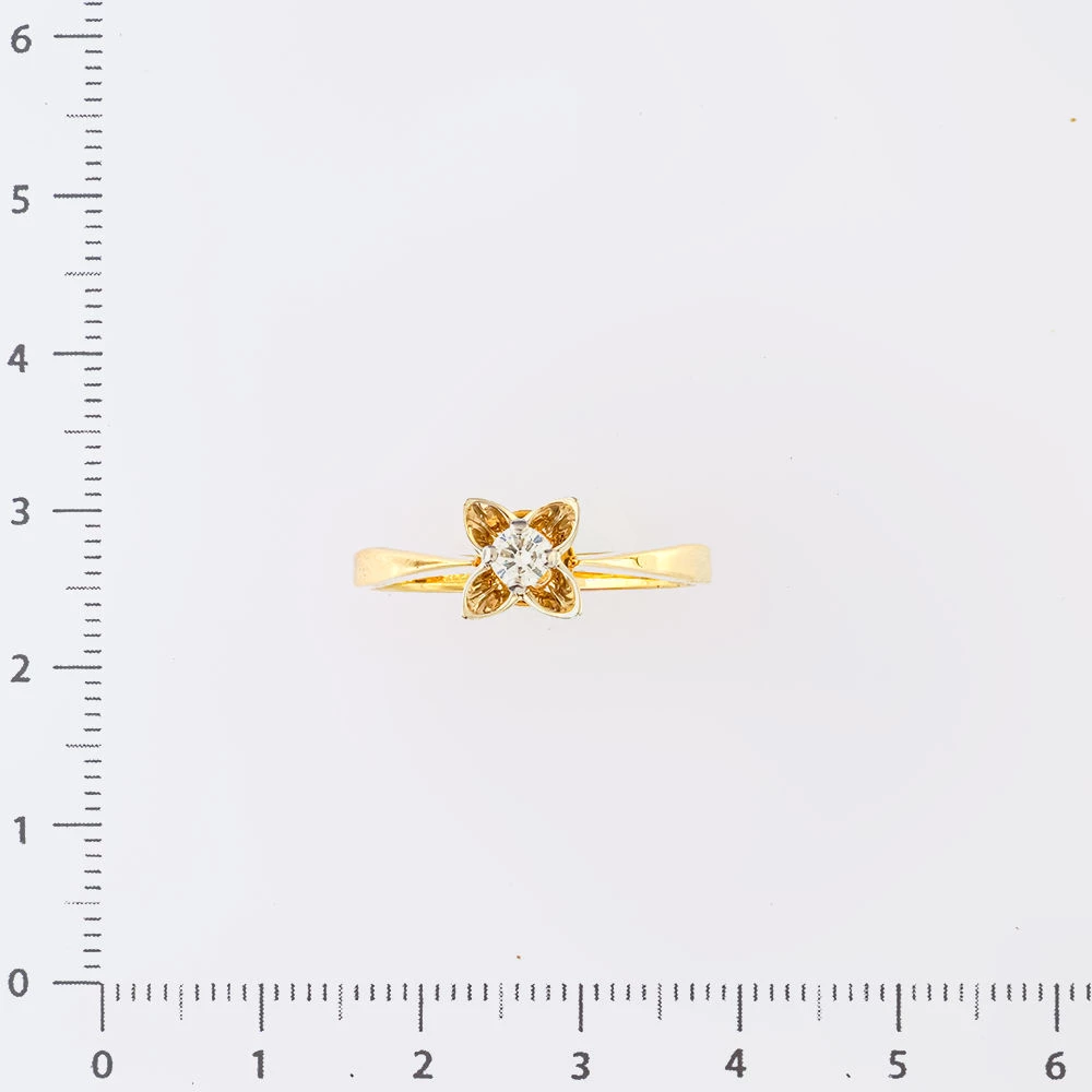 Кольцо с бриллиантом из желтого золота 750 пробы